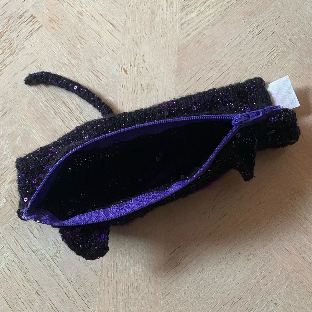 Handcrafted Black Cat Makeup Brush / Pencil Bag
